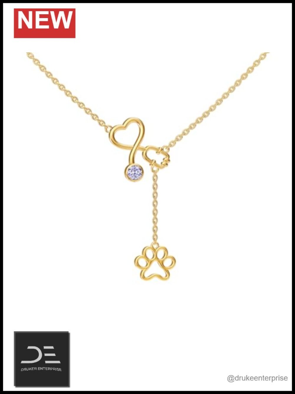 Vet Tech Gift Necklace Gold Plated Stethoscope Nurse Jewelry